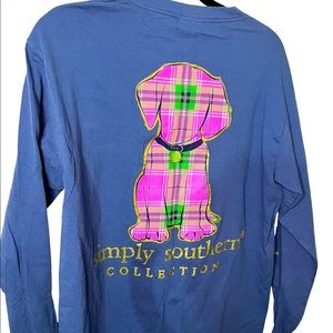 Simply Southern Shirt with plaid dog logo medium